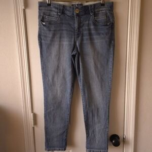 Democracy Ab Technology Womens Blue Denim Raw Hem Skinny Jeans Size 12